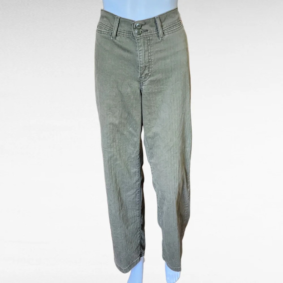 Levis Olive Herringbone Classic Utility Wide Leg Pants Size 6 - Picture 3 of 12